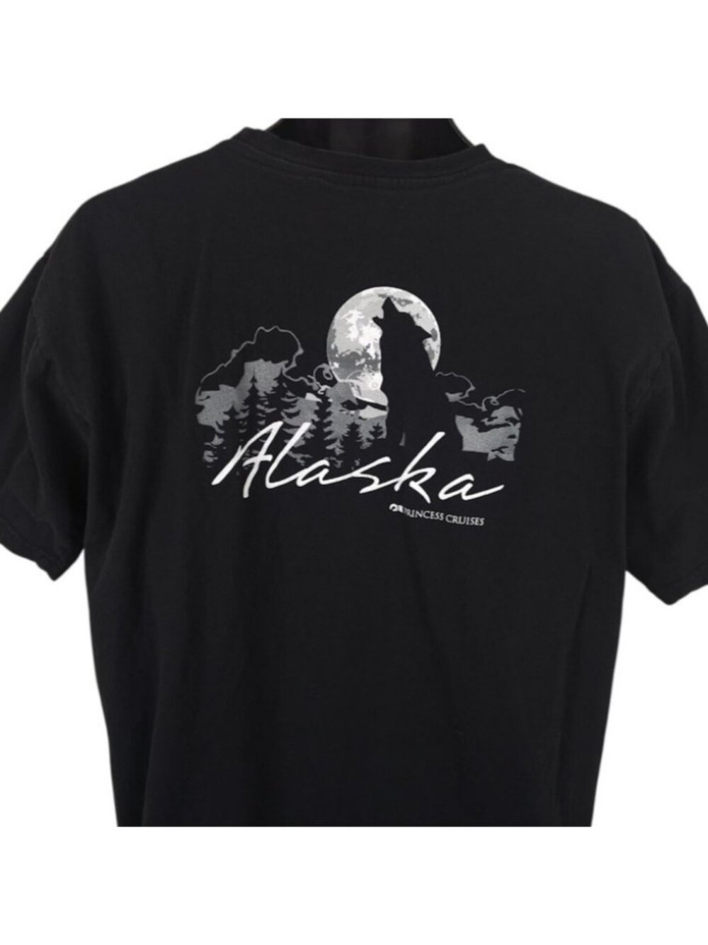 Alaska T Shirt Mens Size Large Black Wolf Howling Princess Alaskan Cruise